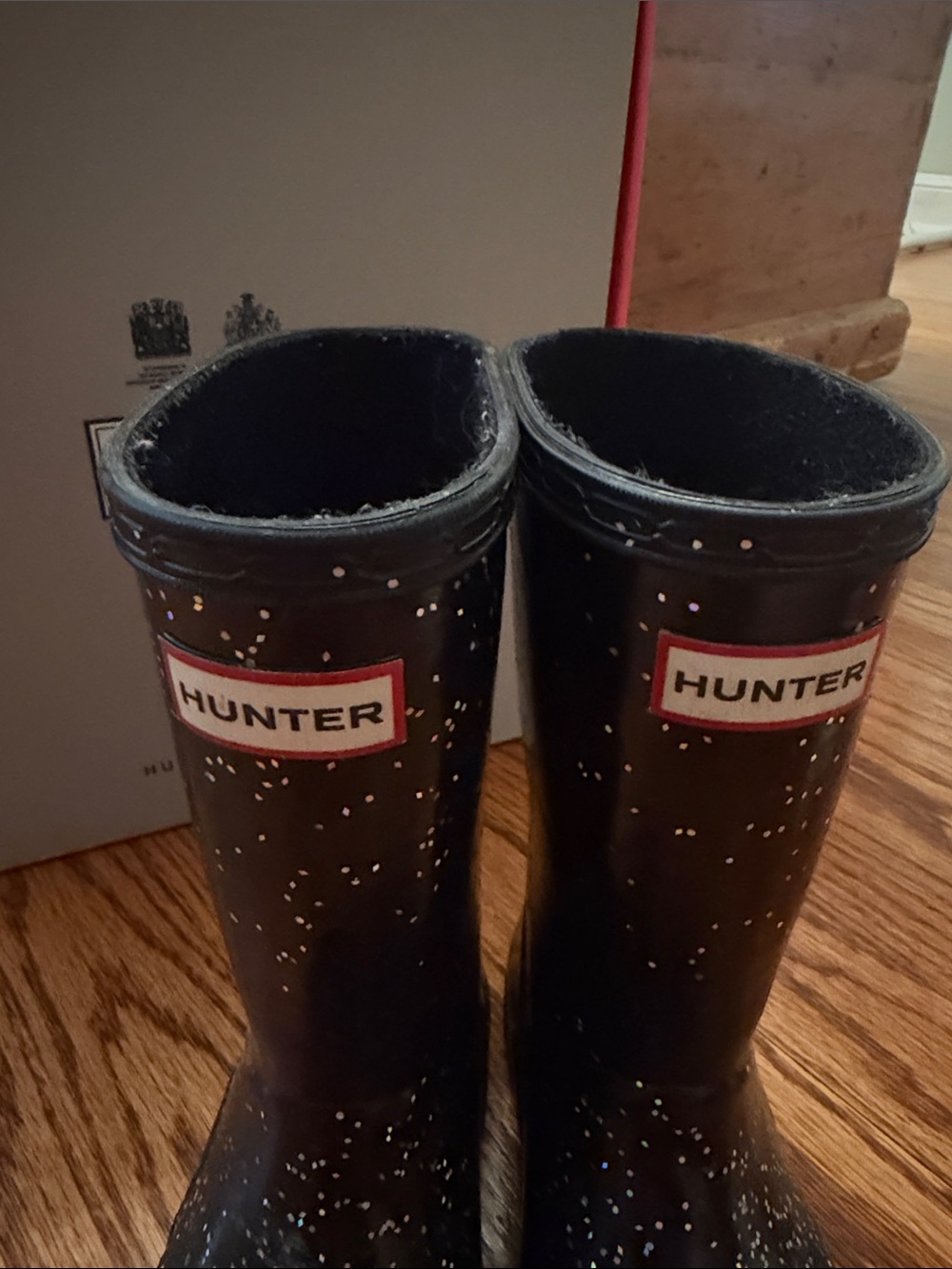 Hunter Kids Black Glitter Splash Rain Boots sz 12 - Picture 9 of 12
